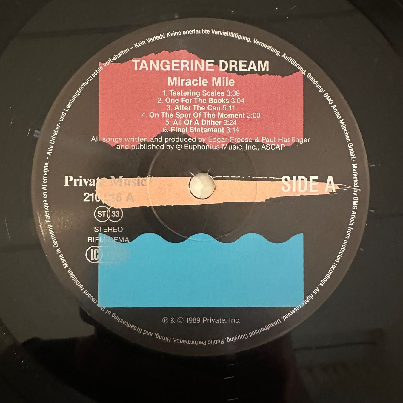 Dischi in vinile: Tangerine Dream - Miracle Mile - LP – Usato da Caslano venduto da campo_santo 2