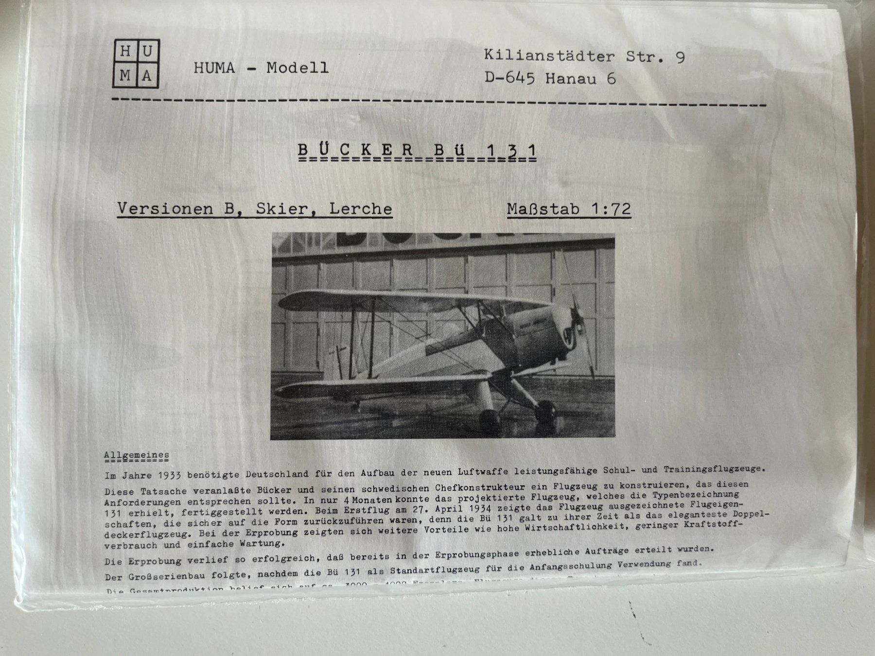 Modellbausätze & Standmodelle: Huma Modell 1/72: 2 x Bü 131 Jungmann – Neu (gemäss Beschreibung) aus Yverdon-les-Bains von  4