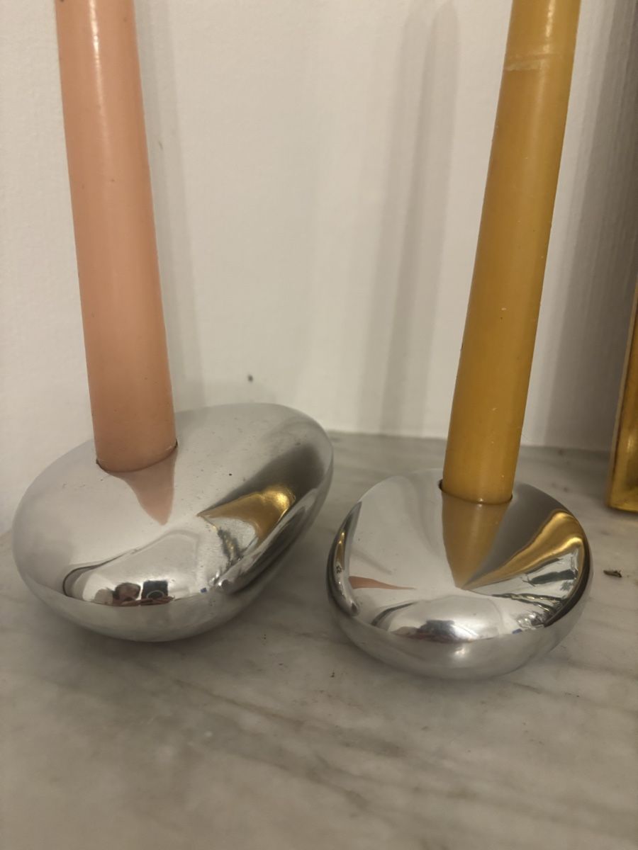 Portacandele: Michael Lax Design Grainware Metaal Post Modern Candlesks c. – Usato da Genève venduto da ati_tj8f 4