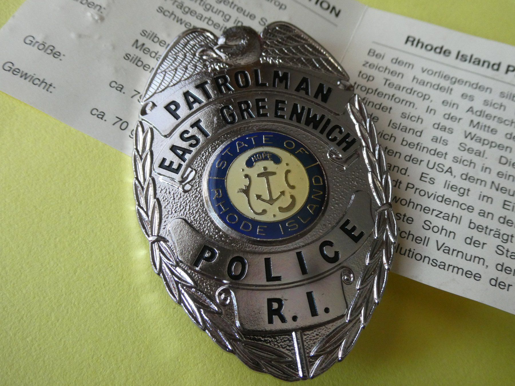 Medaglie: USA, Rhode Island Patrolman    Replika – Nuovo (secondo la descrizione) da Hinterforst venduto da Rohusri 1