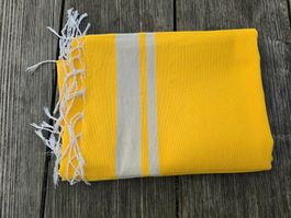 Fouta: Hammamtuch sonnengelb/blanc cassé-ANGEBOT