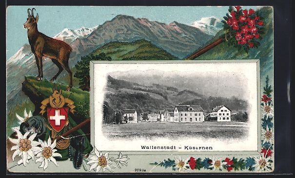 Ansichtskarten: Wallenstadt, Kasernen, lithographiertes  – Gebraucht aus Berlin von bartko-reher