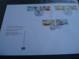 FDC Grossbrief 1993 Satz Entwicklung, UNO Genf, Wien + NY