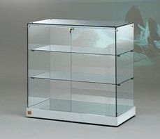 Glasvitrine Theke, ESG Glas, Silber (B.93cmxT.46cmxH.90cm)