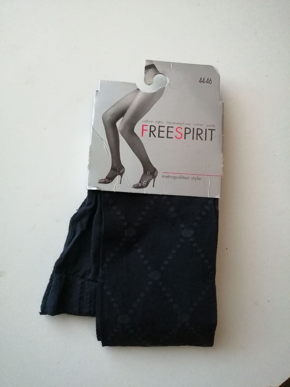 Calze & Collant: Freespirit Damen Strumpfhose Blau gemustert, Grösse 44-46, – Nuovo e nell'imballaggio originale da Honau venduto da holunder3