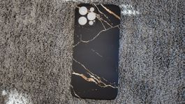 Coque d’iPhone 12 Pro Max marbrée noire et dorée