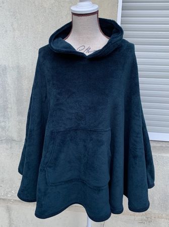 Super petit poncho polaire magnifique bleu pétrole TU