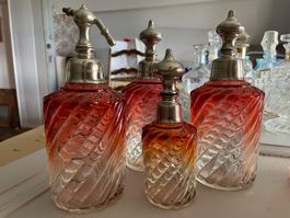 4 Flacons Baccarat cristal Bambou Tors