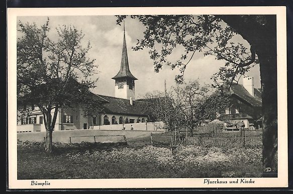 Cartoline postali: AK Bümpliz, Pfarrhaus und Kirche – Usato da Berlin venduto da bartko-reher