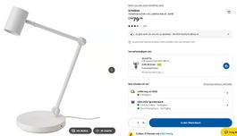 Ikea NYMÅNE Lampe, Weiss, mit USB Ladestation + Leuchmittel