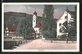 Buchs SG, bei der Kirche, gelaufen 1928 (Guggenheim)