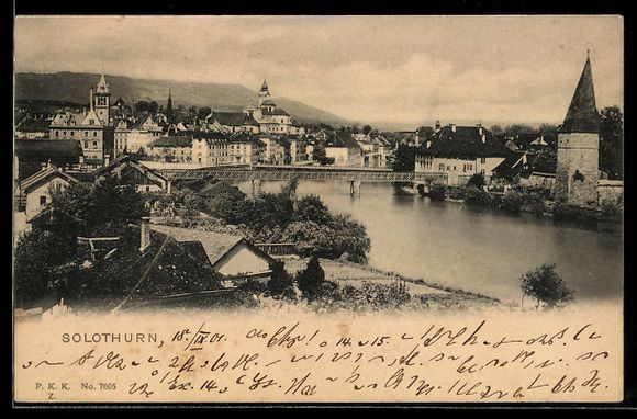 Cartoline postali: Solothurn, Stadtansicht mit Aare und Br – Usato da Berlin venduto da bartko-reher