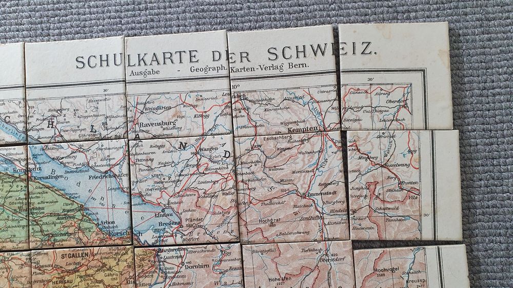 Antikes Puzzle "Die Schweiz" ca.1906/Kümmerly & Frey, selten 4