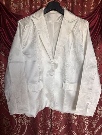 Satin Blazer, Jacke, elegant, creme-beige, XL, neu