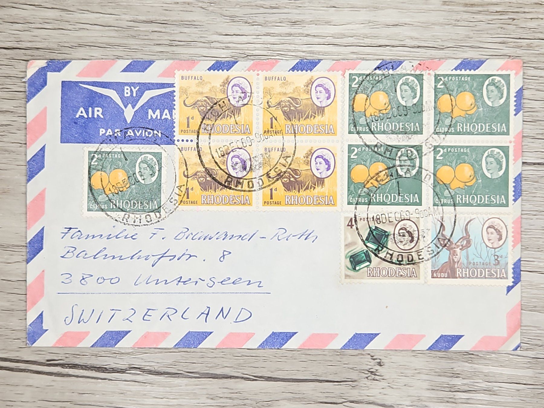 Tutti i francobolli: CL22 Enveloppe + Timbre Rhodesia 1969 – Usato da Cousset venduto da Patrick_Collections