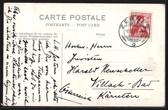Cartoline postali: AK Zernez, Ortsansicht mit Piz Linard – Usato da Berlin venduto da bartko-reher 1