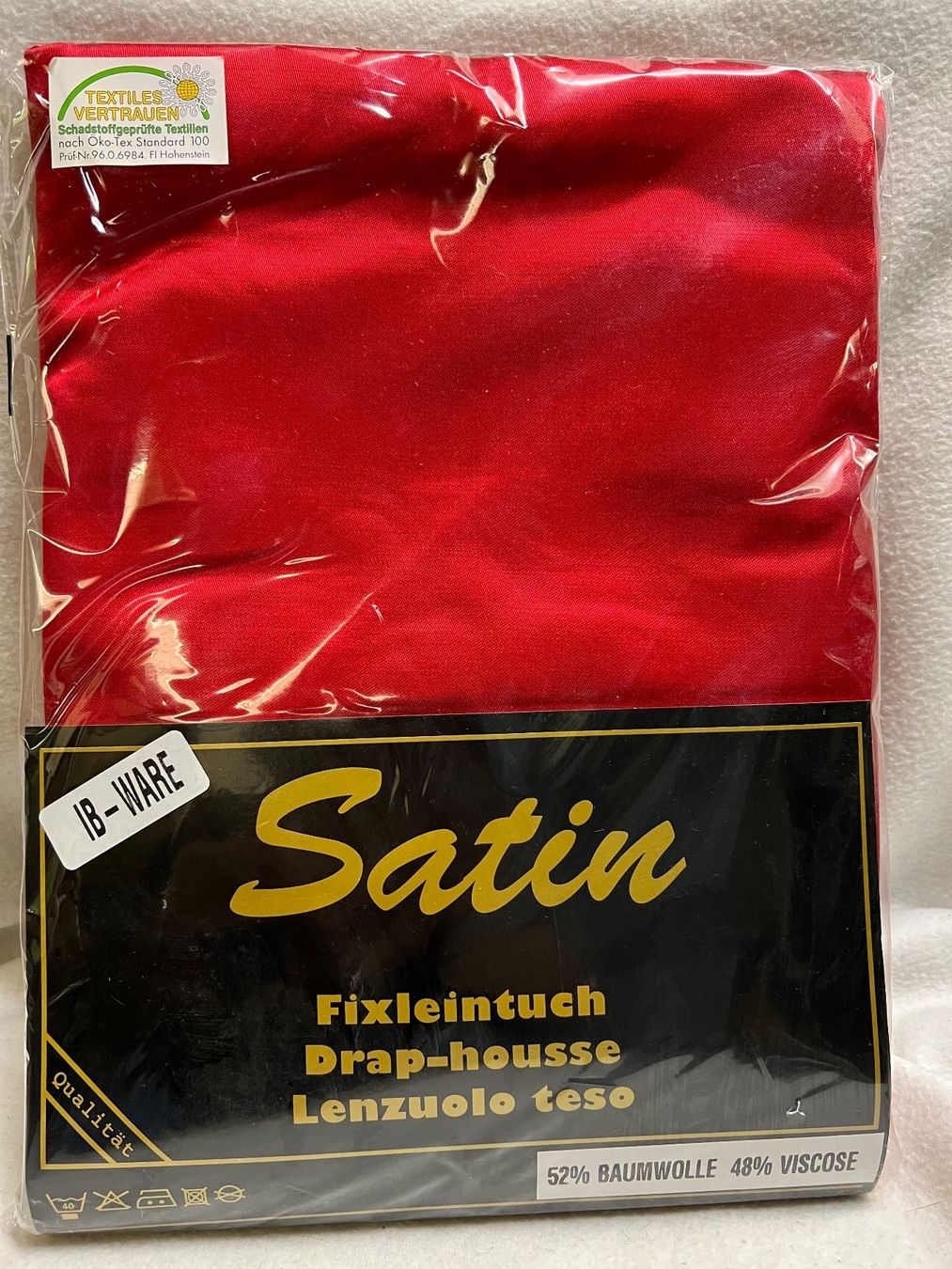 Bettwäsche: Satin Fixleintuch Rot 180/200cm – Neu und originalverpackt aus Rorschach von TrendyDeals