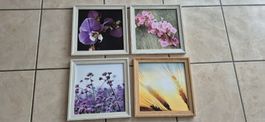 4 cadres décoratifs avec motifs floraux