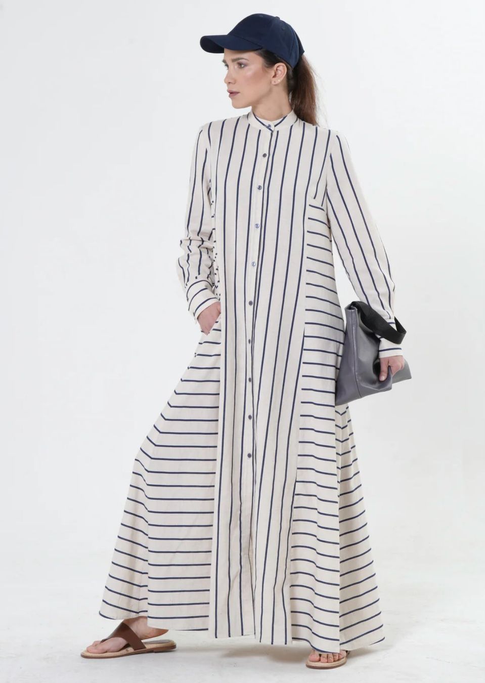 Robes: Maxi-Leinenkleid mit blauen Streifen - Designermode – Neuf avec emballage d'origine à Zürich par Naebeli 2