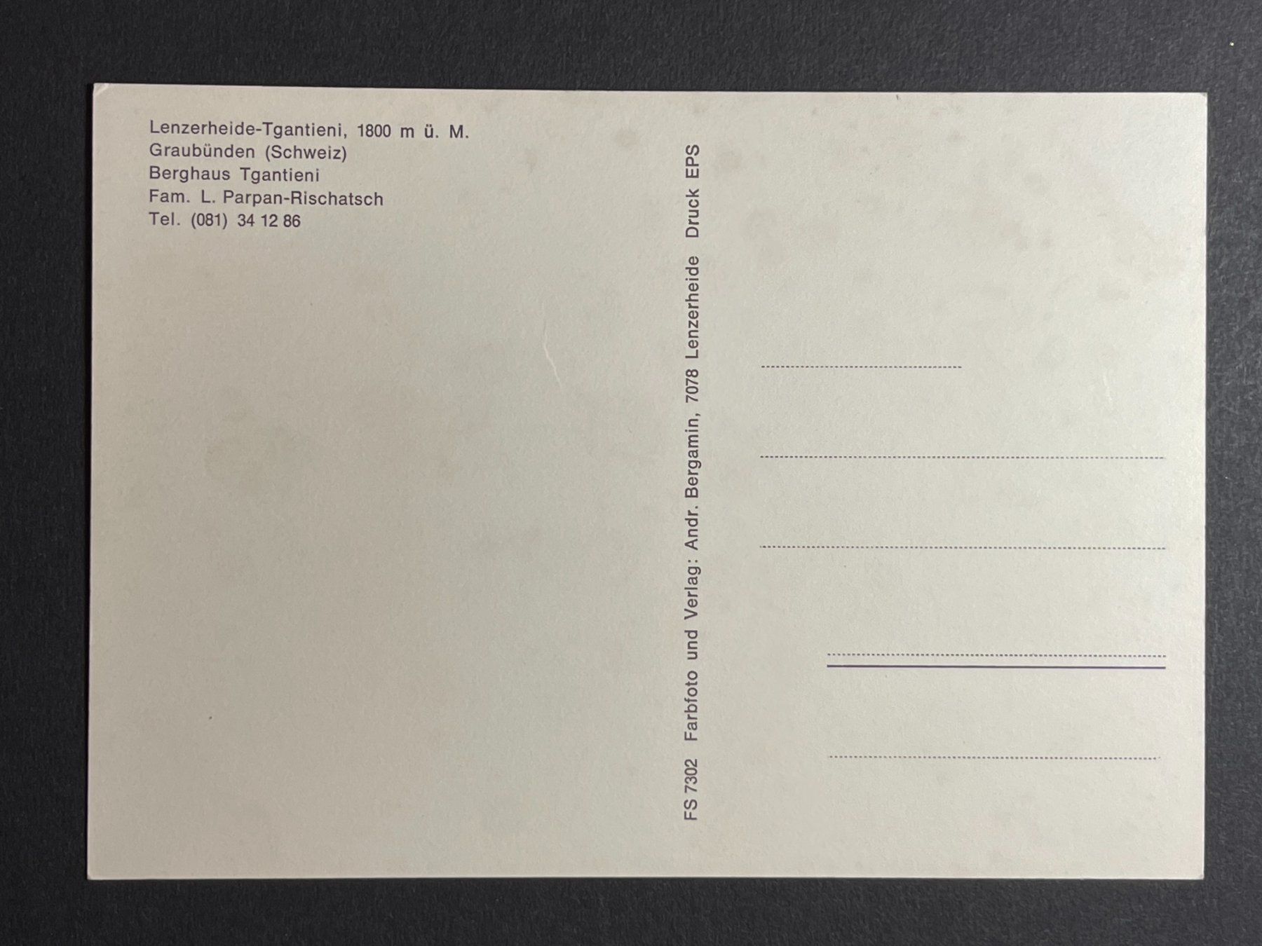 Cartoline postali: Lenzerheide, Berghaus Tgantieni – Usato da Steg VS venduto da _vinci_ 1