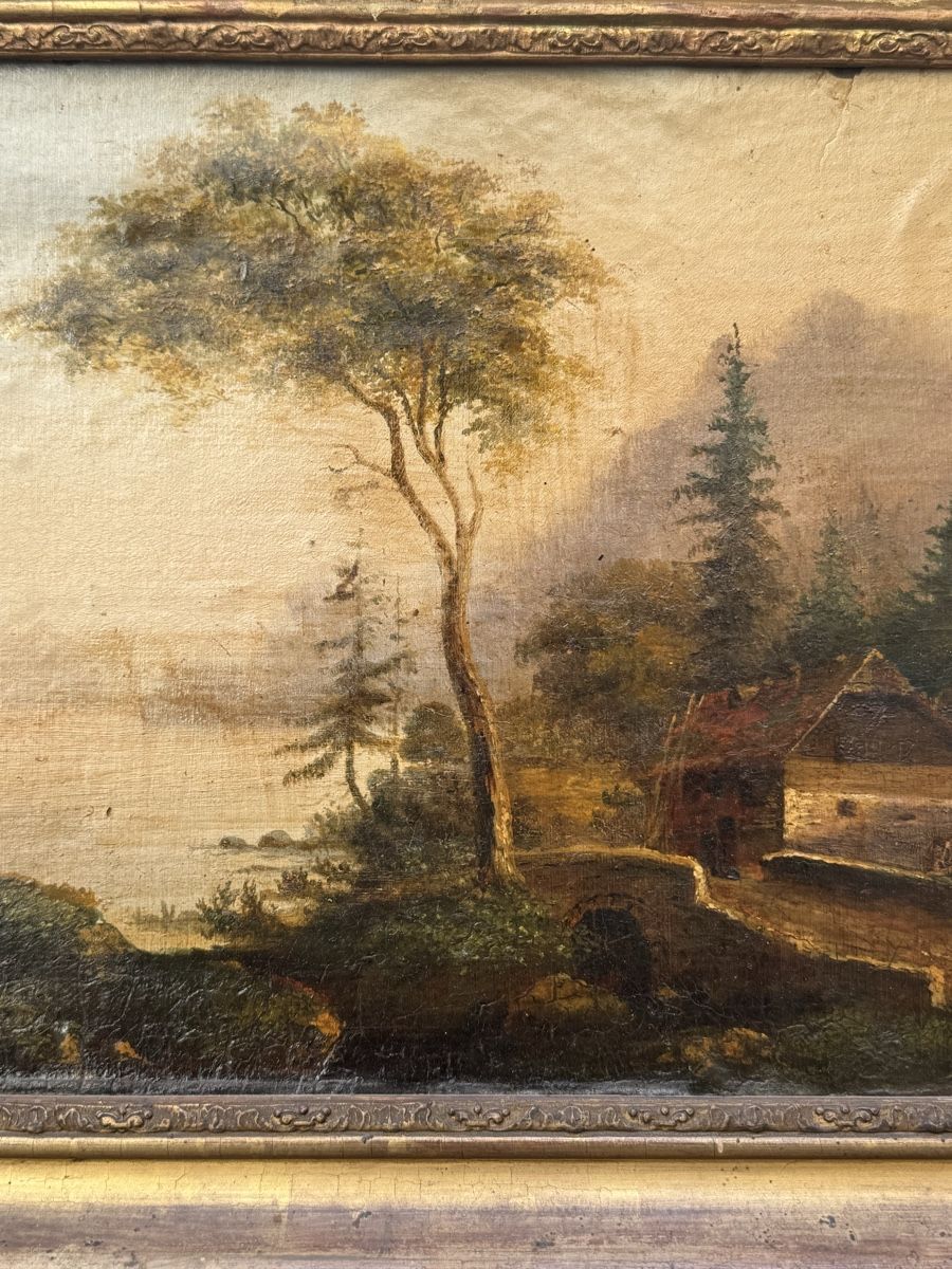 Dipinti: Antico dipinto paesaggio montano olio – Usato da Genève venduto da Atelier.Curio 3