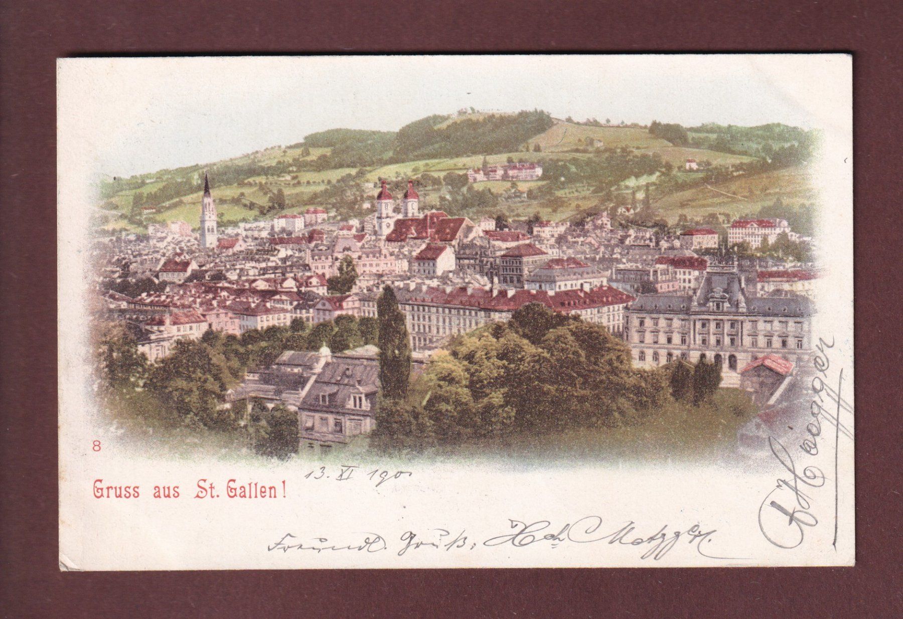 Cartoline postali: Gruss aus ST. GALLEN - 1901 – Usato da Pully venduto da nicecards