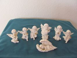 7 Engel Figuren weiss mit Glitzersteinen Einzelverkauf.