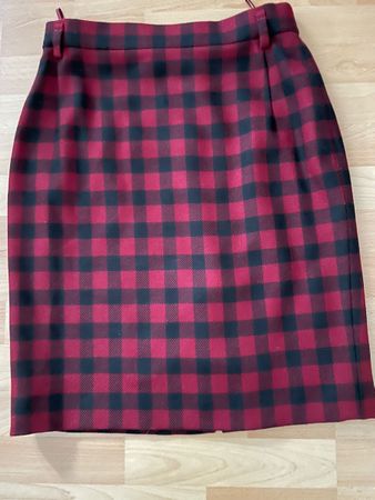 Jupe Laurel en laine à carreaux rouge et noir, taille 36