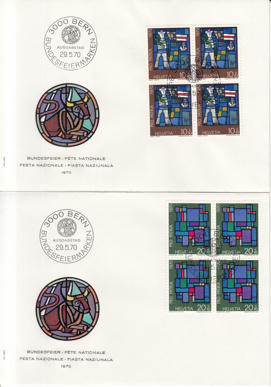 Alle Briefmarken: SBK B146 - B149 im 4er-Block FDC – Gebraucht aus Bürglen TG von StampGraf 1