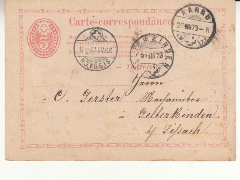 Tutti i francobolli: SGK PK 002ca Aarau - Gelterkinden – Usato da Bürglen TG venduto da StampGraf