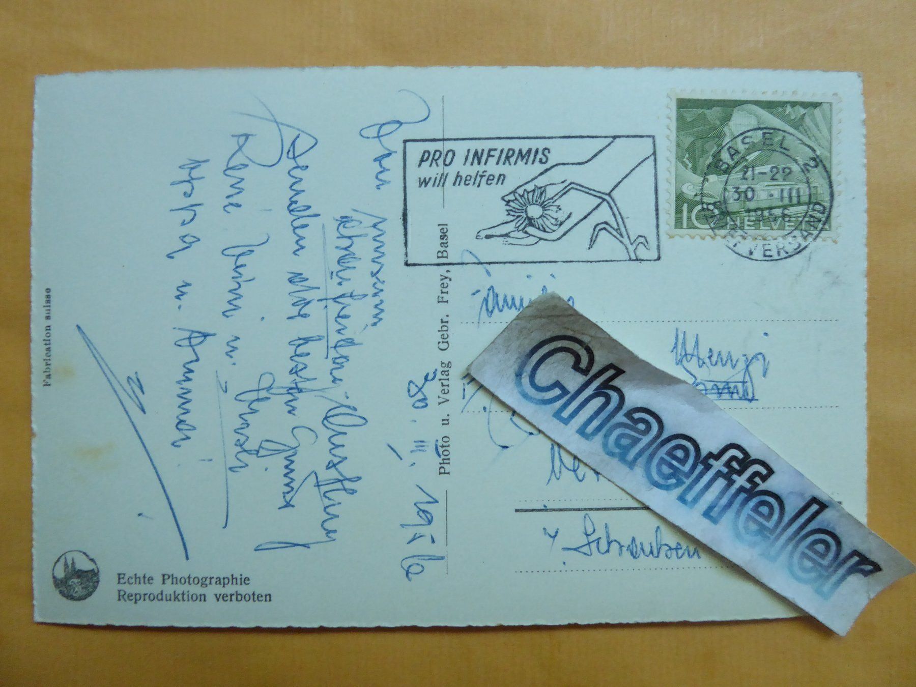 Cartoline postali: 1956 Marienstein – Usato da Zürich venduto da Chaeffeler 1