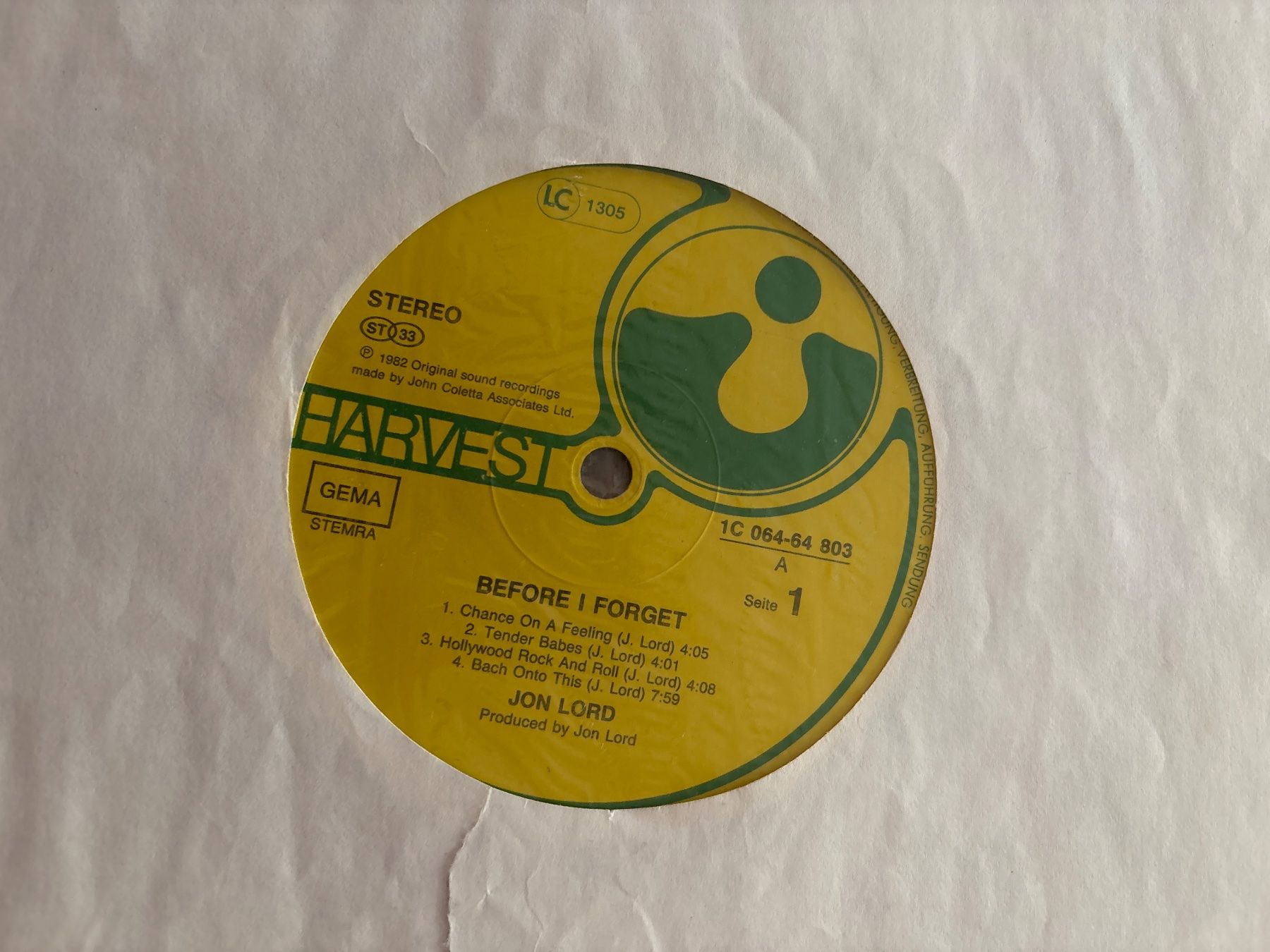 Vinyles: S1422 Jon Lord - Before I Forget, Vinyl – D'occasion à Frutigen par Philippe_jsp 2