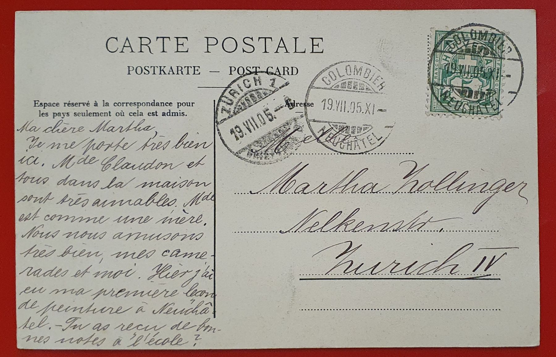 Cartoline postali: Colombier1905 - Rue Basse – Usato da Kreuzlingen venduto da Rschweiz1 1