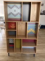 Étagère / bibliothèque en bois – style vintage / ethnique