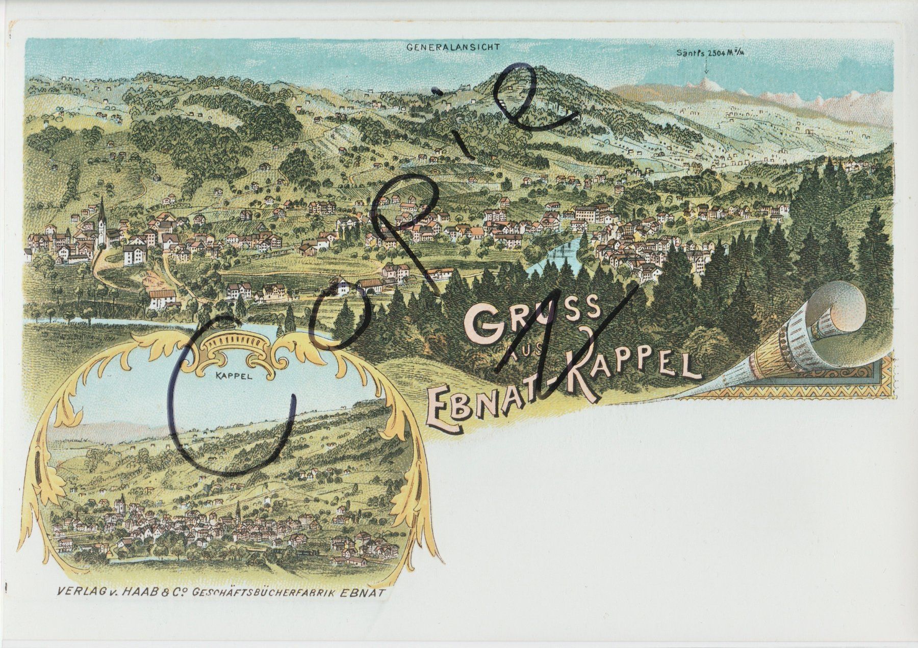 Cartes postales: Gruss aus Ebnat Kappel  -  (Lithoansicht um 1900) – D'occasion à Fällanden par Blausegelfliege