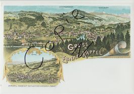 Gruss aus Ebnat Kappel  -  (Lithoansicht um 1900)