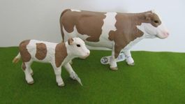 Schleich Kuh und Kalb, braun weiss, neu mit Etikett
