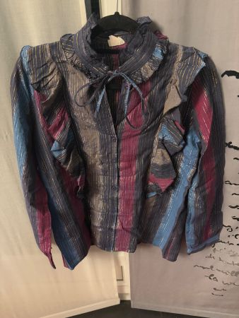 ✨ Chemise ELTON brillante à rayures & col noué – Taille 40