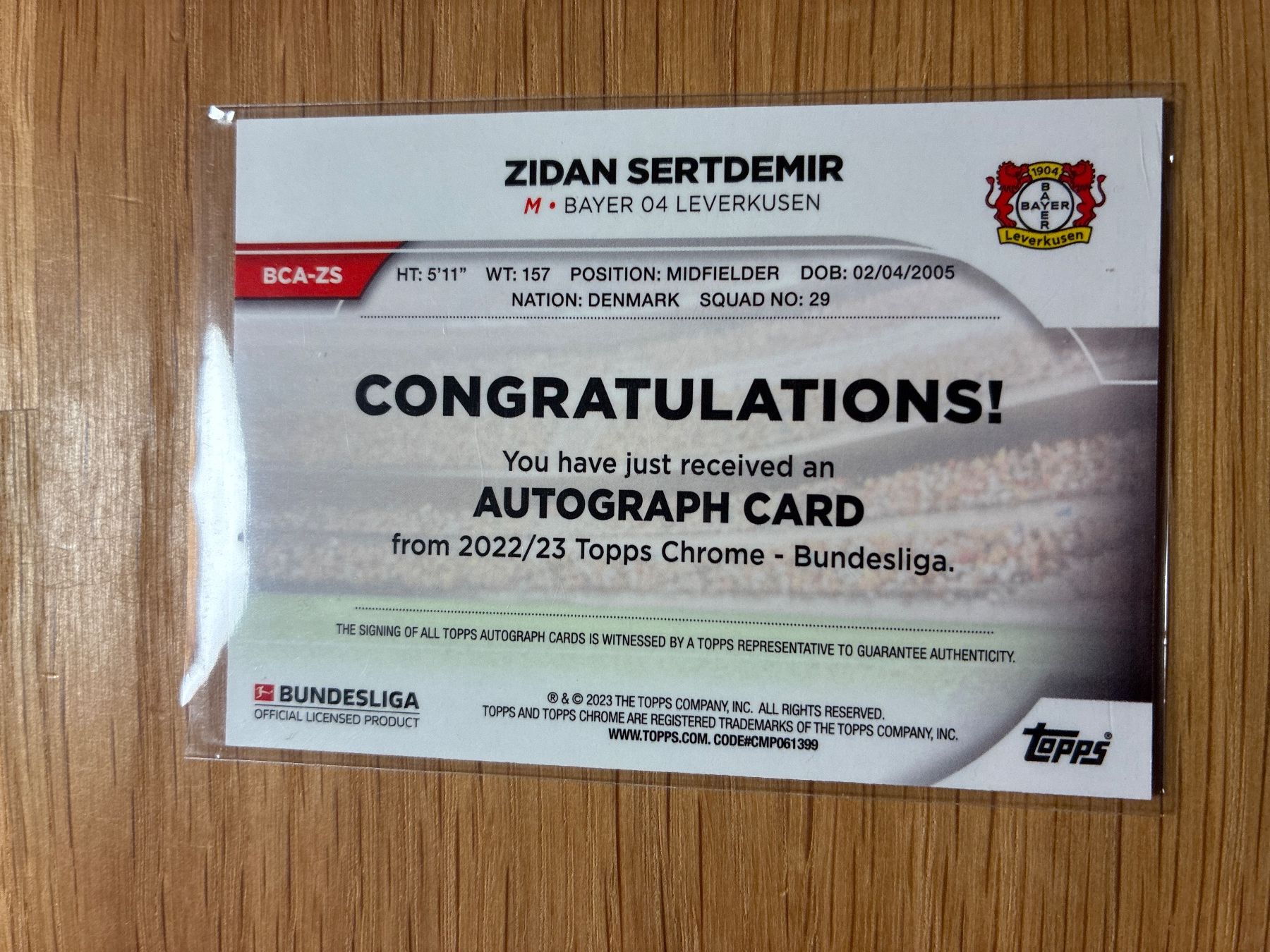 Topps Sammelbilder & Trading cards: Topps Chrome Zidan Sertdemir Autogramm – Gebraucht aus Wangenried von Garagara 1
