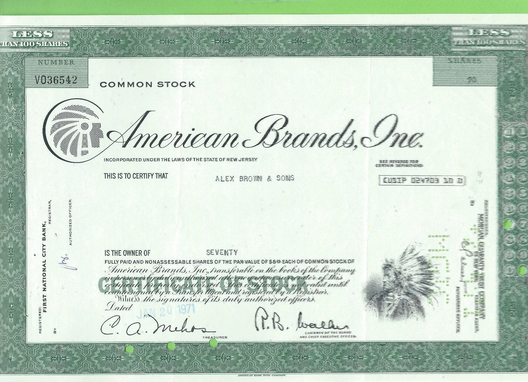 Alle Münzen: American Brands Inc. 1971 – Gebraucht aus Zürich von t24_de