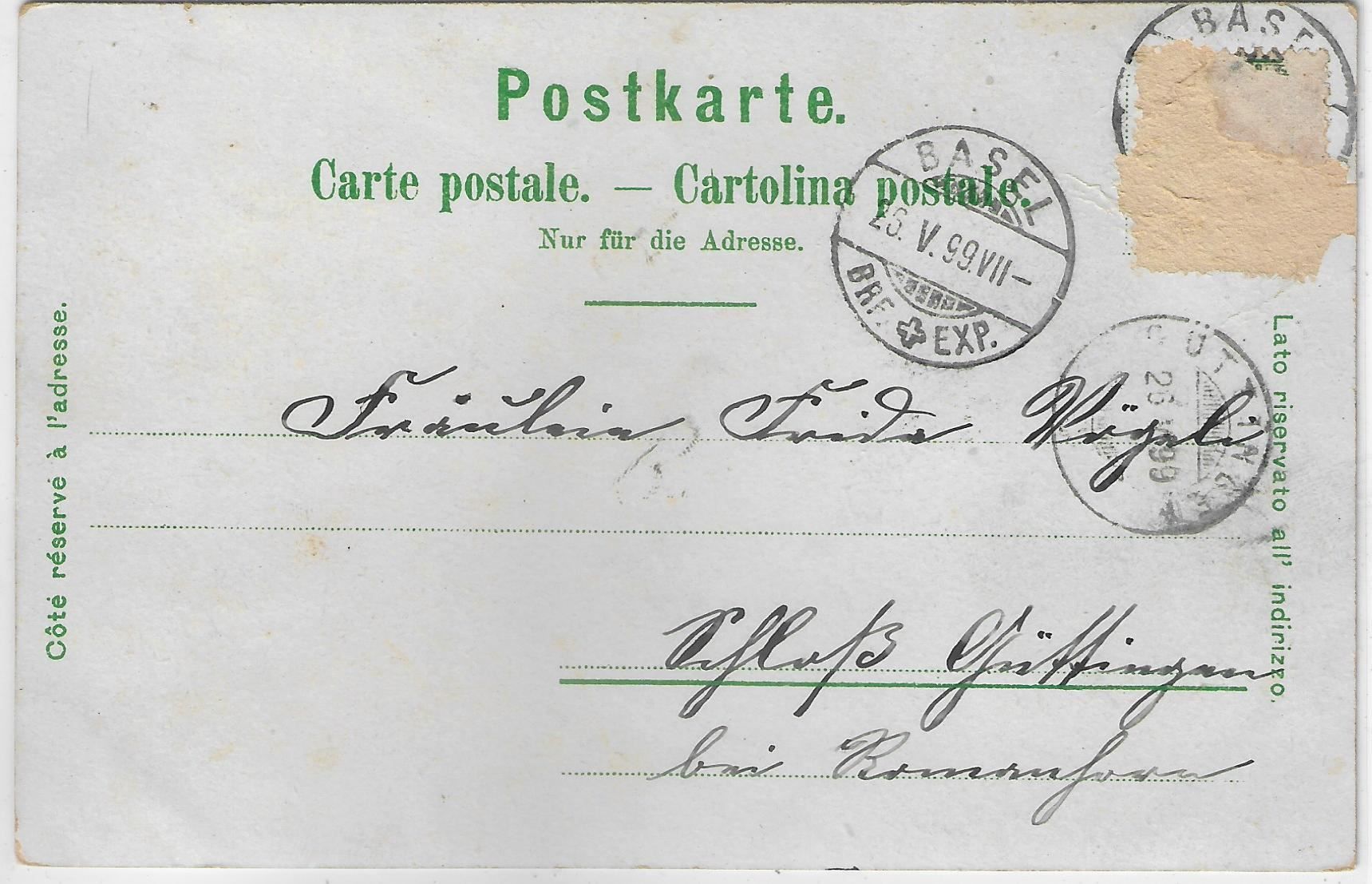 Cartoline postali: Gruss aus Basel - Litho 1899 – Usato da Ettingen venduto da Kartenplanet 1