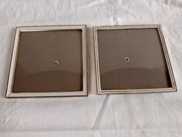 2 Bilderrahmen Quadrat Gold/Silber Gewölbtes Glas Vintage