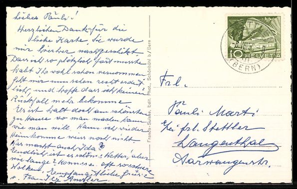Ansichtskarten: AK Stettlen /Bn., Kirche – Gebraucht aus Berlin von bartko-reher 1