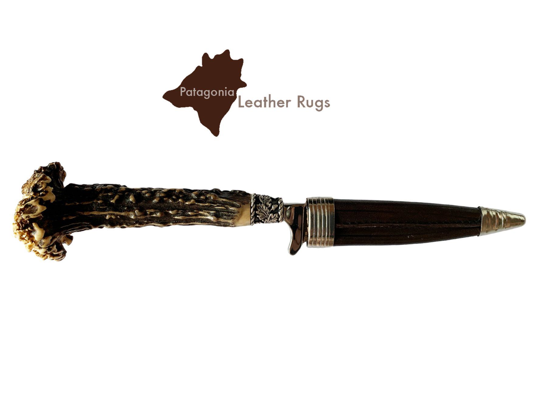 Accessori: Messer mit Griff aus echtem Hirschgeweih mit Lederscheide – Nuovo e nell'imballaggio originale da Arbedo venduto da patagonialeatherrugs 1