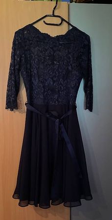 Elegantes Spitzenkleid dunkelblau Gr. 36/38 - festlich