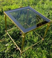 table basse vintage carrée verre fumé Tisch Couchtisch