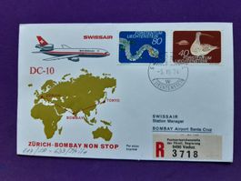 Flugbrief VADUZ-ZH-Bombay Non Stop 3.IV.74