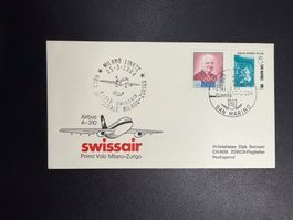 Swissair Erstflugbrief Mailand-Zürich ab San Marino 1984
