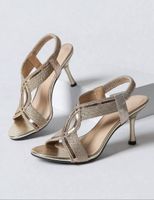 Sandaletten goldfarben mit Absatz - NEU!