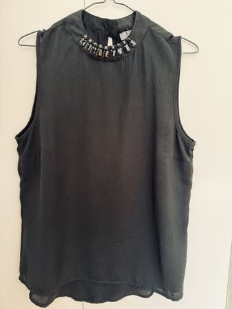 Top / Bluse mit Strassdeko, Grösse 42 schwarz
